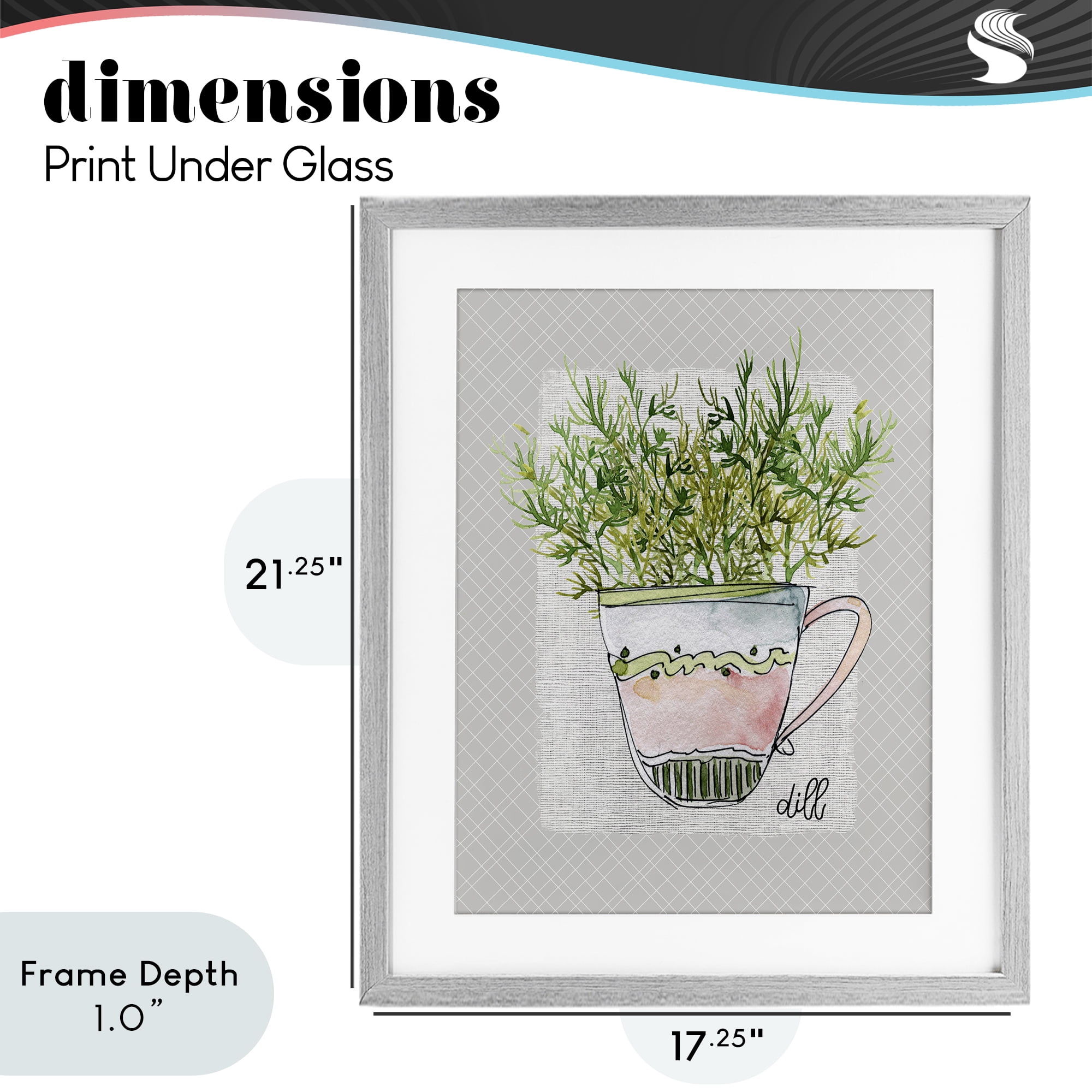 Stupell Industries Dill Herb Mug Gray Framed Print Under Glass, design by Livi Finn