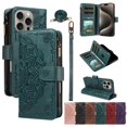 thumbnail image 1 of For iPhone 15 Pro Max Wallet Case, 9 Card Slots RFID Blocking Crossbody Leather Cover, Zipper Pocket, Detachable Wrist & Shoulder Strap, Magnetic Shockproof Protective Phone Case for Women,Green, 1 of 11