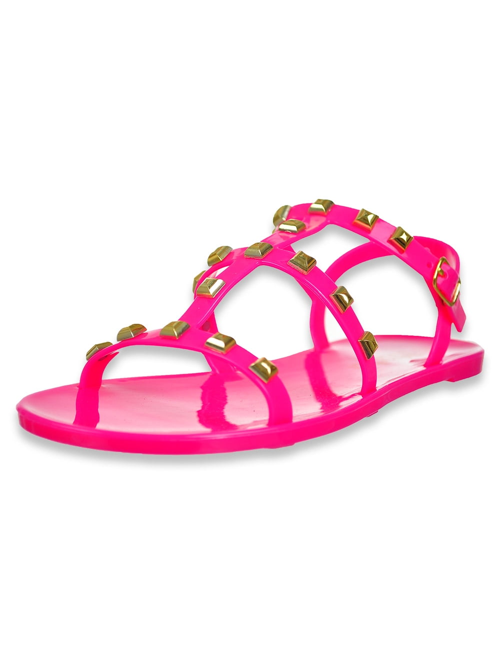Mudd Girls' Studded Jelly Sandals - fuchsia, 3 youth - Walmart.com