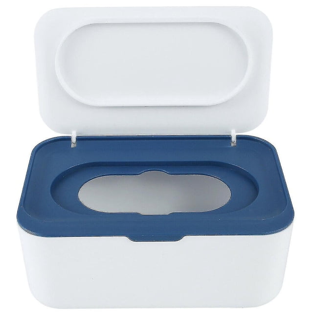 Wet Wipes Dispenser Tissue Storage Box Holder Case Lid Dustproof Home Office(blue)(1pcs)