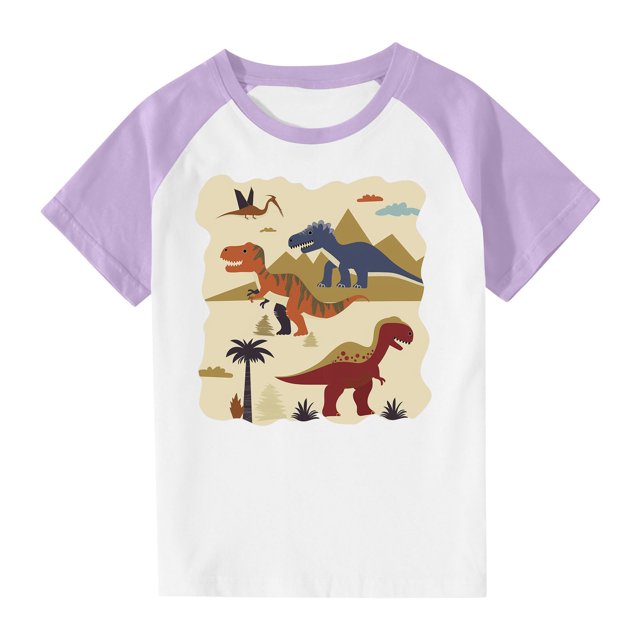 RXIRUCGD 2025 Vêtements d'Été pour Enfants Tout-Petits Garçons Filles Mode Mignon Col Rond Imprimé Manches Courtes Haut