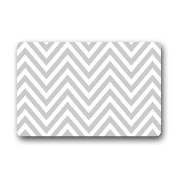 WinHome Grey Zig Zag Chevron Pattern Doormat Floor Mats Rugs Outdoors