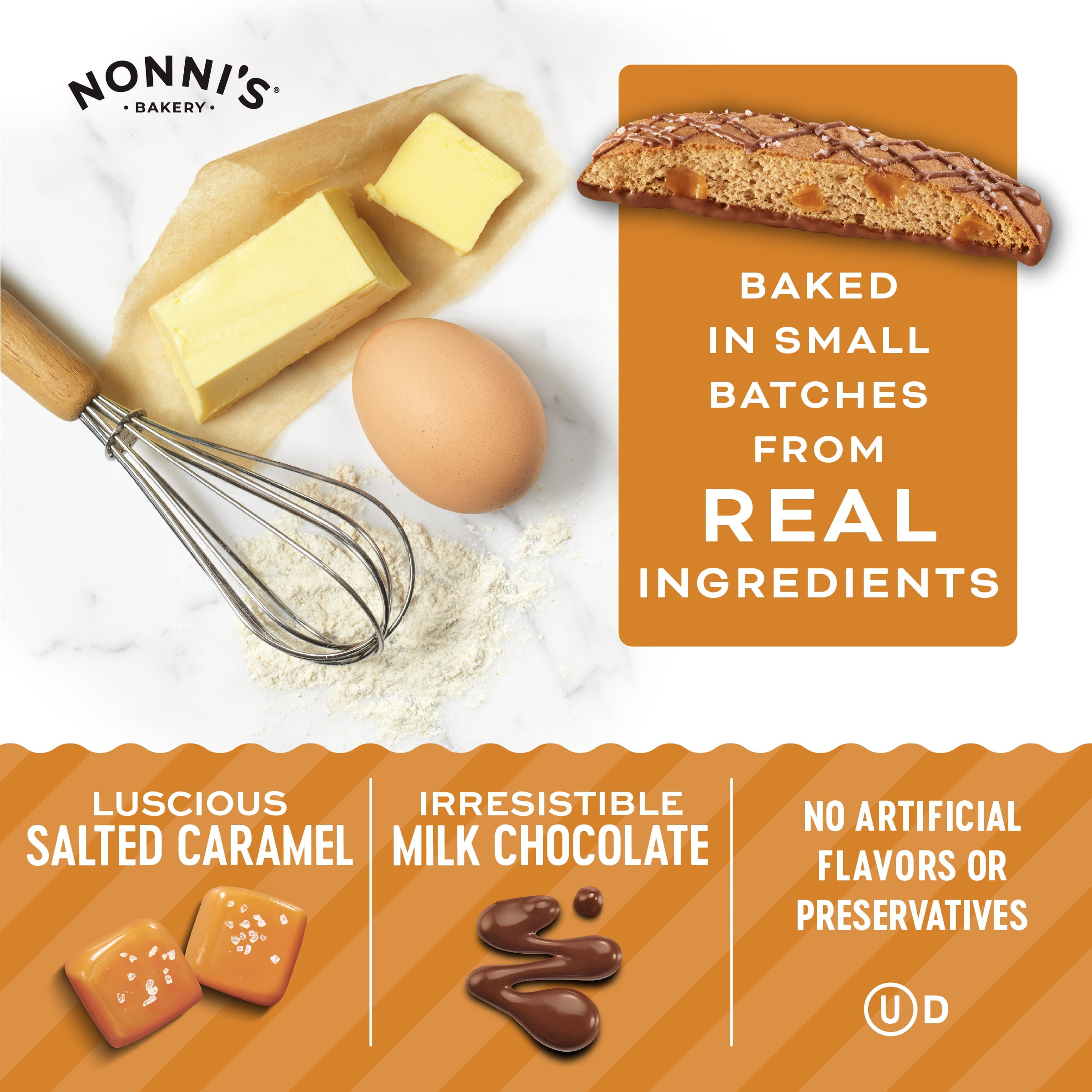 (6 pack) Nonni's Bakery, Salted Caramel Biscotti, Individually Wrapped, 6.72 oz, 8 Count