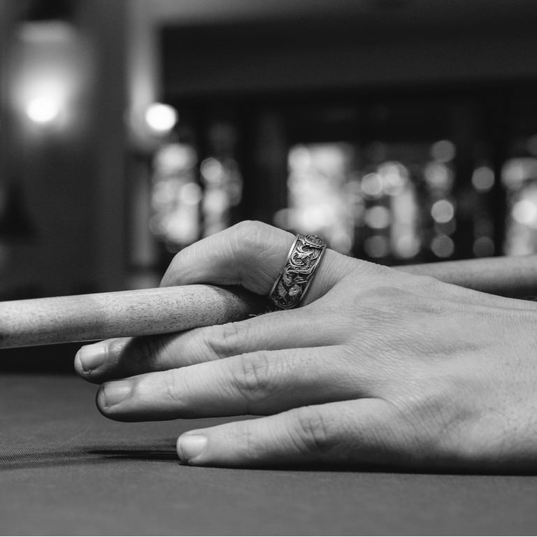 Carp and waves silver men band ring for men in 925 silver Carp and waves silver men band ring for men in 925 silver