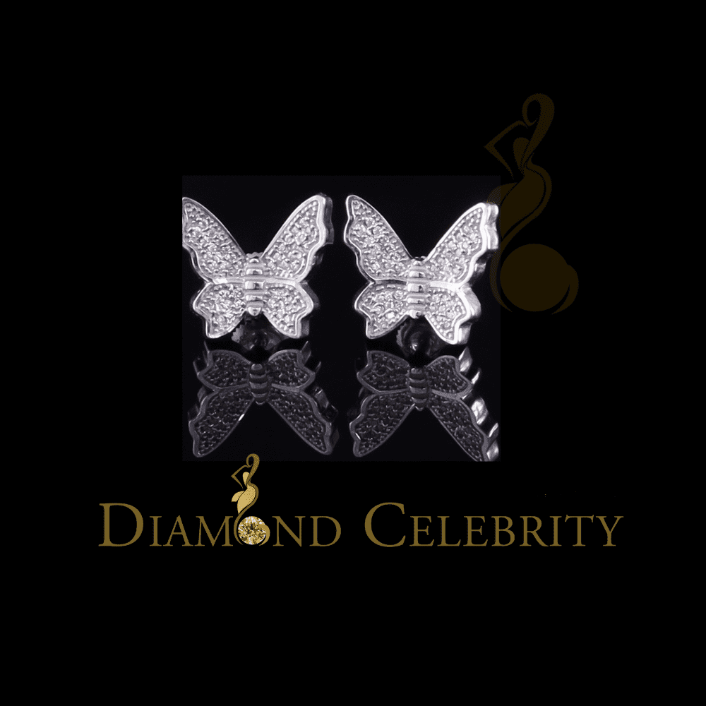 Diamond Celebrity's Butterfly Stud Earrings White 925 Sterling Silver Women's 0.50ct Cubic Zirconia