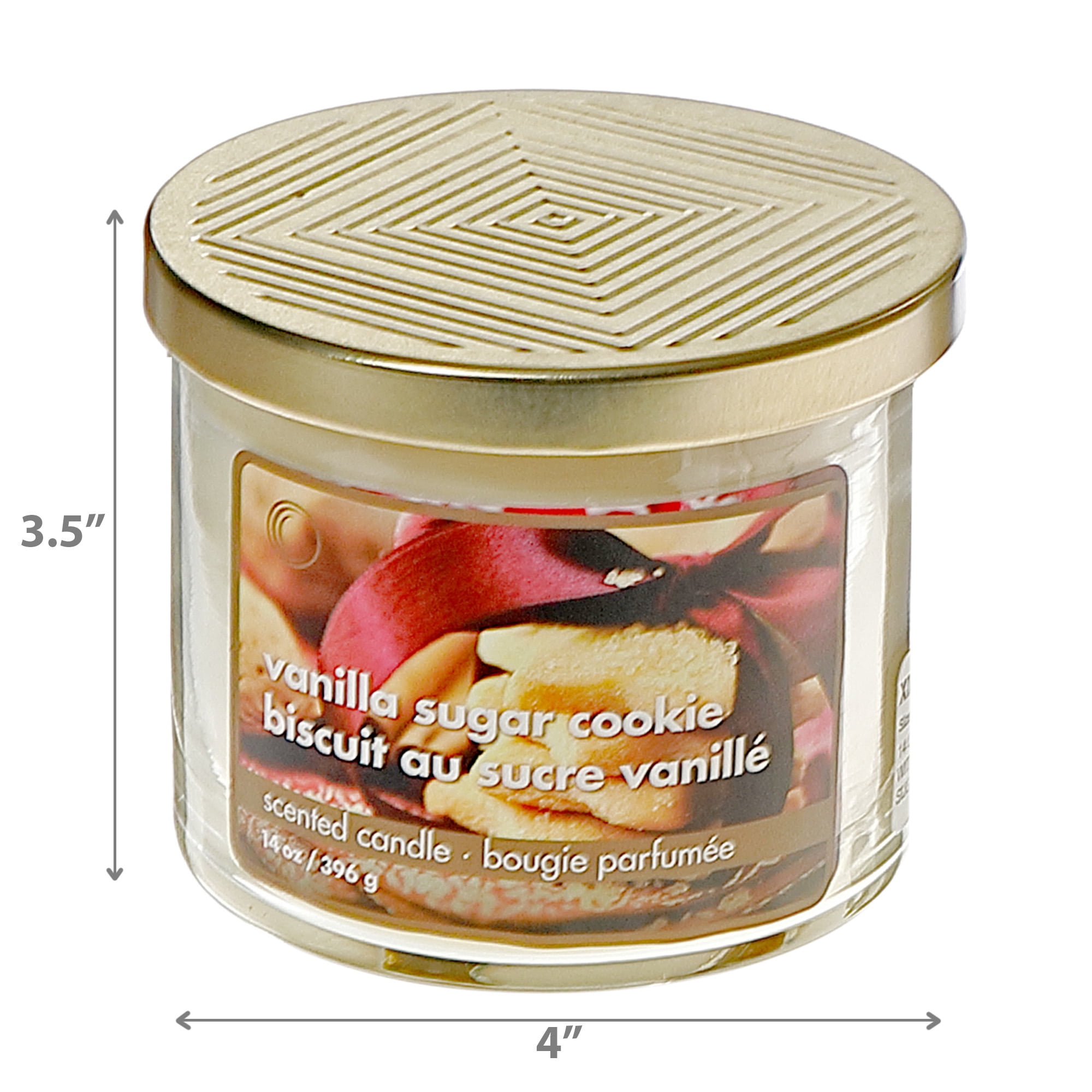14 Oz 3 Wick Jar Candle With Metal Lid (Vanilla Sugar Cookie) - Set of 2