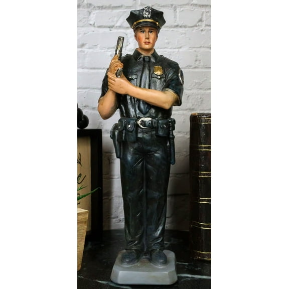 Men In Blue Police Man Officer Cop in Uniform Carrying Gun Memorial Figurine