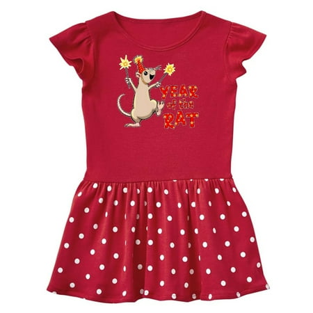 

Inktastic Year of the Rat with Sparklers in Red Party Hat Gift Toddler Girl Dress