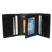 Mens Solid Genuine Leather Tri-fold Wallet