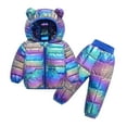 thumbnail image 2 of Girls Outfit Sets Sets for Girls Toddler Girls Boys Winter Long Sleeve Colorful Hoodie Coat Pants 2PCS Outfits Warm Clothes Set, 2 of 4