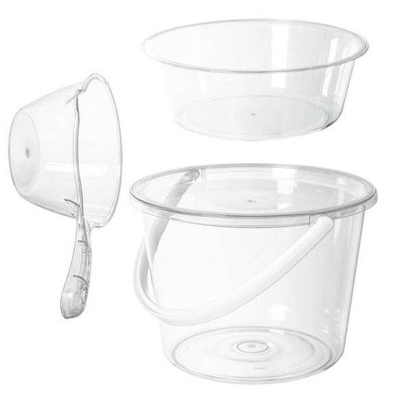 SEWCHICS Large Transparent Plastic Storage Bucket with Handle, Utility Container for Easy Carrying and Organization