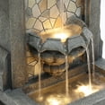 thumbnail image 5 of LuxenHome 27" H Gray Resin Mosaic Wall Freestanding Outdoor Water Fountain with Lights, 5 of 7