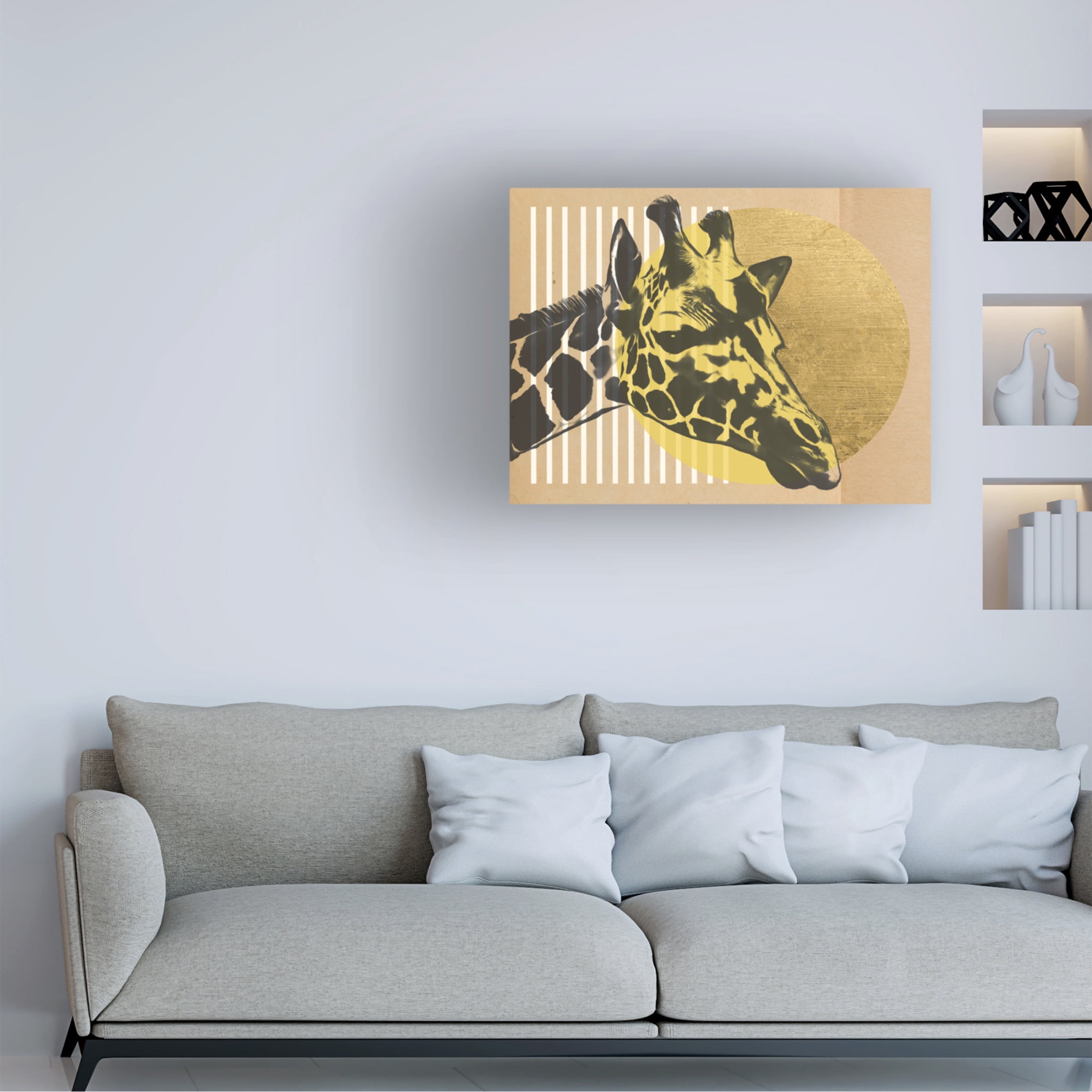 Trademark Fine Art Alonzo Saunders  Gold Geometric Giraffe II Canvas Wall Art