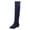 Blue, variant on Dakaela Women’s Knee High Stretch Boots Low Block Heel Pull‑On Wide Calf Tall Boot Soft Faux Suede Dress Boots for Fall Winter Daily Party Occasions