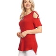 thumbnail image 5 of Made by Johnny Women's Loose Short Sleeve Strappy Cold Shoulder Top L RED, 5 of 6