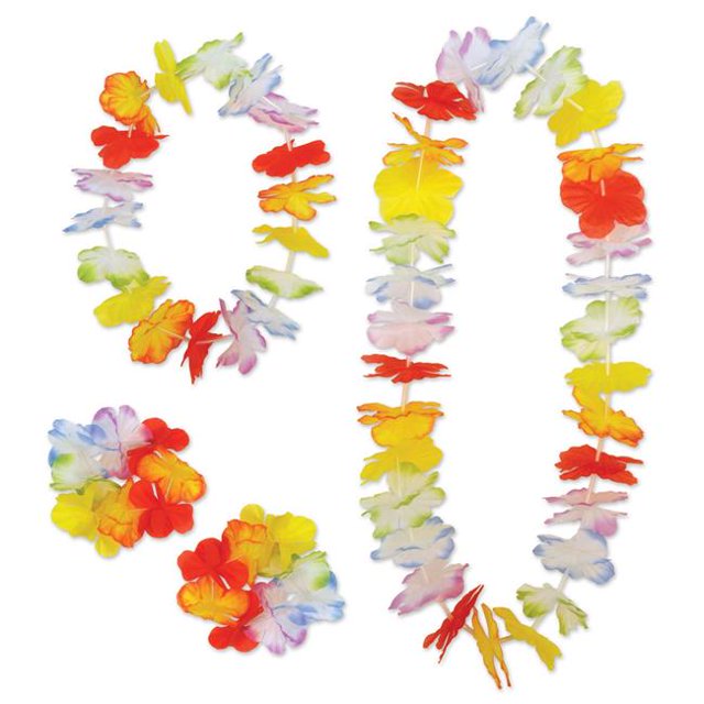 Beistle 60863 Rainbow Floral Lei Set, Multicolor - Pack of 6