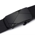 thumbnail image 4 of Leather Belts for Men Automatic Buckle Leather Geometric Spliced Metal Buckle Matte Strap Business Daily Versatile Waist Accessory Black 120cm, 4 of 8