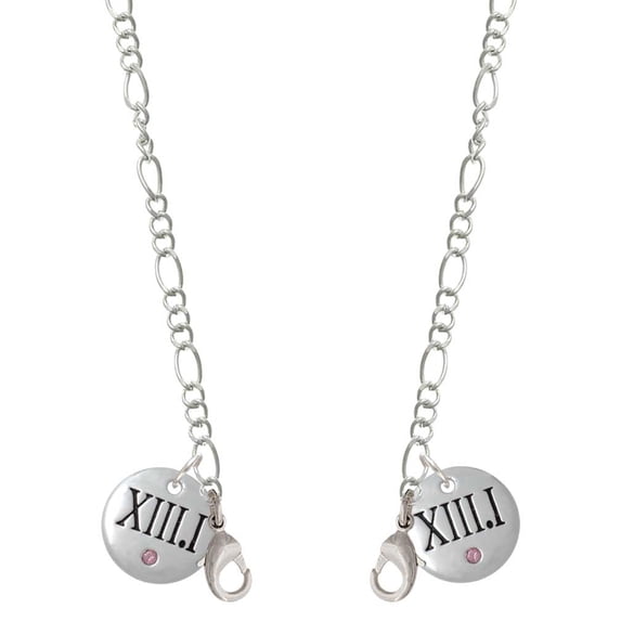 Silvertone Half Marathon with Pink Crystal Roman Numeral Silvertone Face Mask Necklace