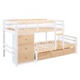 thumbnail image 6 of Harper & Bright Designs Twin Over Twin Bunk Bed with 6 Storage Drawers and Ladder, Solid Wood Space Saving Low Bunk Bed Frame for Kids Teens Bedroom Dorm, Natural, 6 of 13