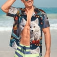 thumbnail image 7 of Pofeuu White Wolf With Flowers Print Hawaiian Shirt for Men Sleeves Casual Button Down Summer Beach Dress Shirts T-Shirts,Small, 7 of 7