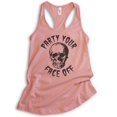 thumbnail image 1 of Party Your Face Off Tank Top, Ladies Racerback Tank Top, Halloween Tank, Skull Tank, Skeleton Tank, Desert Pink, X-Large, 1 of 3