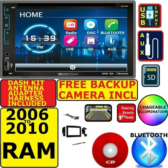 06-10 RAM TOUCHSCREEN BLUETOOTH SD USB CAR STEREO RADIO SYSTEM