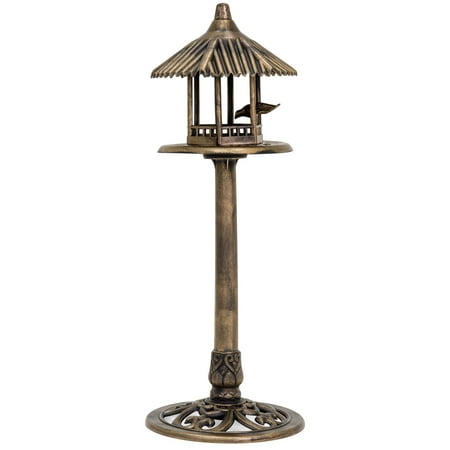 Best Choice Products Outdoor Standing Pedestal Bird Feeder Decor for Garden, Patio w/ Gazebo Top, Bird - Antique