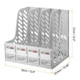 thumbnail image 2 of Uxcell Collapsible Magazine File Holder, 4 Vertical Compartment Sturdy Desktop Organizer, Grey, 2 of 5