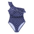thumbnail image 3 of Gibobby Traje de baño completo mujer Trajes de baño para mujer Traje de baño Traje de baño con estampado de volantes Traje de baño adelgazante(Marina,XL), 3 of 4