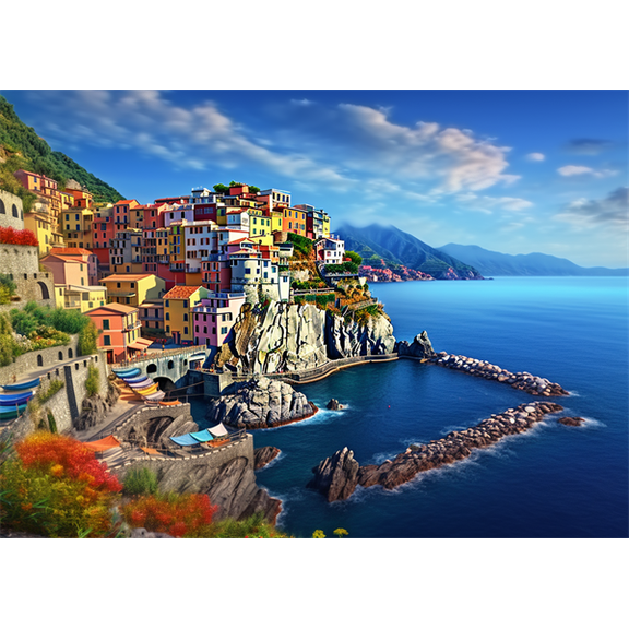 jigsaw puzzles 500 pieces Italy Cinque Terre Tourism and leisure time Formation wooden Challenging Puzzles Perfect for Game 20.4'' x 14.9''