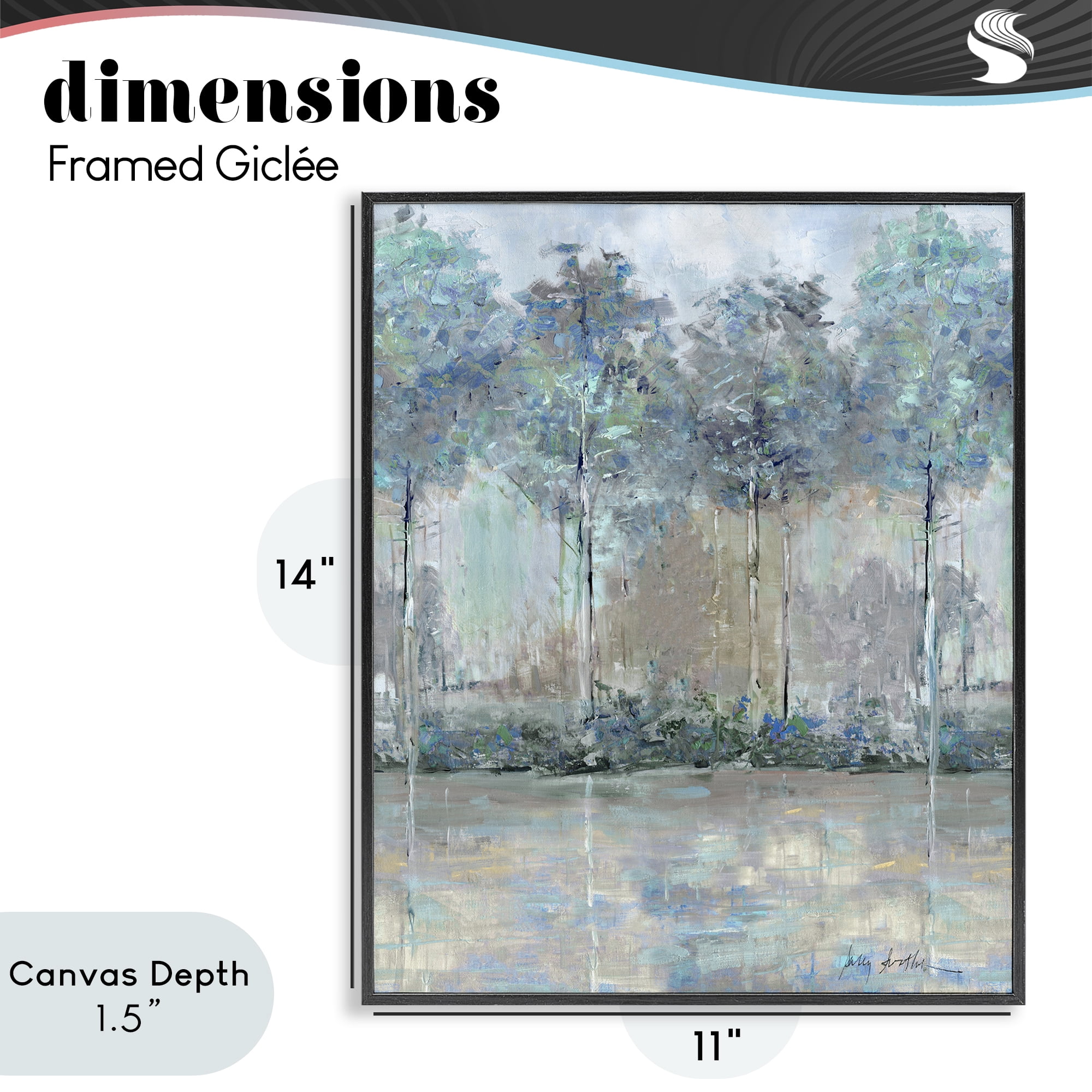 Stupell Industries Subdued Impression of Trees Black Framed Giclee Art, design by Sally Swatland