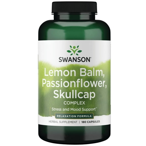 Swanson Lemon Balm, Passion Flower, Skullcap Complex 180 Capsules