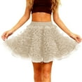 thumbnail image 3 of QHFBli Women's Lace Half Skirt Flowy Ruffle Pleated Mini Skirts Mesh Floral Tutu Boho Fairy Layered Short Skirts, 3 of 9