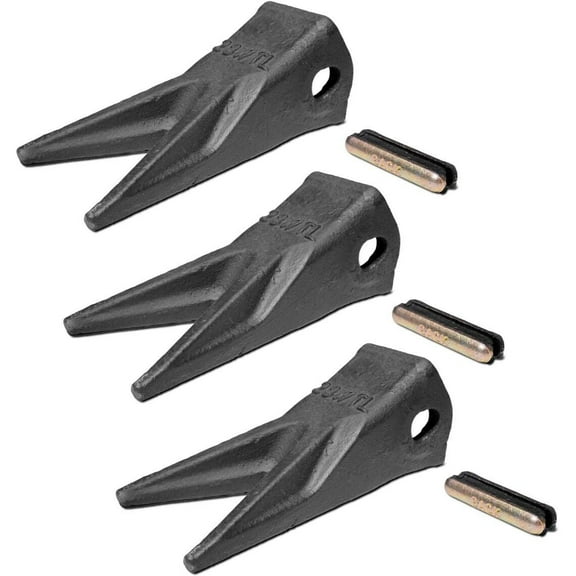 Titan Attachments Set of (3) 23WTL Bucket Twin Tiger Tooth Assembly w/ 23TFP Flex Pin