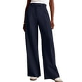 thumbnail image 2 of Women Wide Leg Pants High Waisted Business Casual Work Trousers Dressy Pants with Pockets Navy Blue XXL, 2 of 7