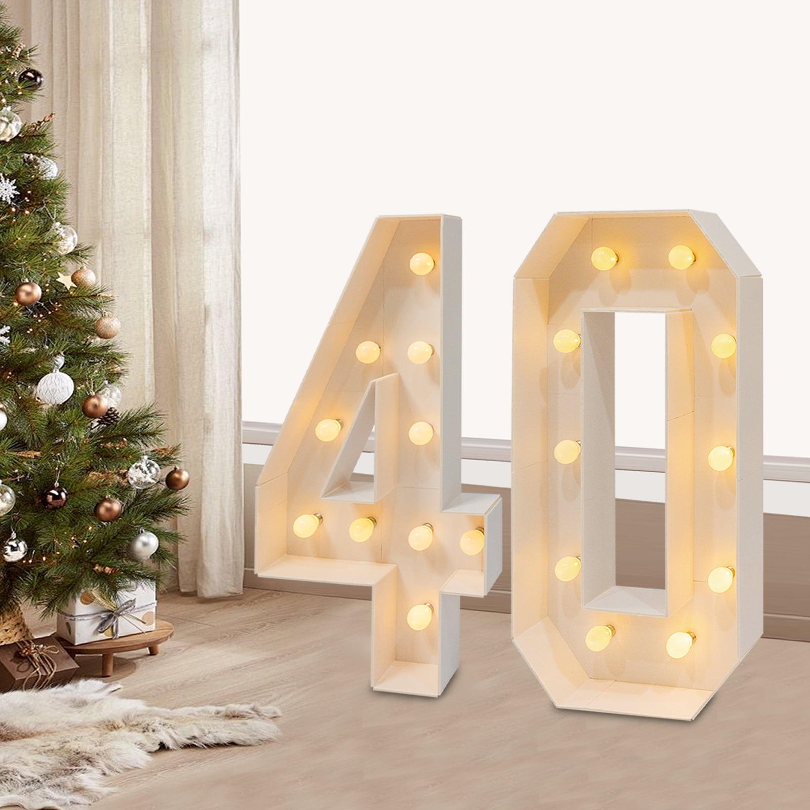 DENEST 40 Light Up Numbers with 20 LED Bulbs, 40th Birthday Party Decoration for Anniversaries