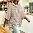 thumbnail image 5 of Women Casual Hooded Sweatshirt 3/4 Sleeve Floral Pattern Oversized Pullover Loose Fit Drawstring Hoodie Trendy Travel And Going Out Pullover Tops, 5 of 6
