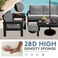 thumbnail image 6 of FUNDAZE Oversized HDPE Patio Furniture Sets, 2-Seater With Double-tier Table Outdoor Conversation Set | For Patio, Poolside, Backyard Use, Black Frame with Gray Cushion, 6 of 8