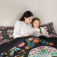 thumbnail image 4 of Homewish Gothic Sugar Skull Twin Comforter Sets,Watercolor Flowers Bedding Set,Pink Green,Black Reversible,2-Piece,1 Comforter and 1 Pillowcase, 4 of 7