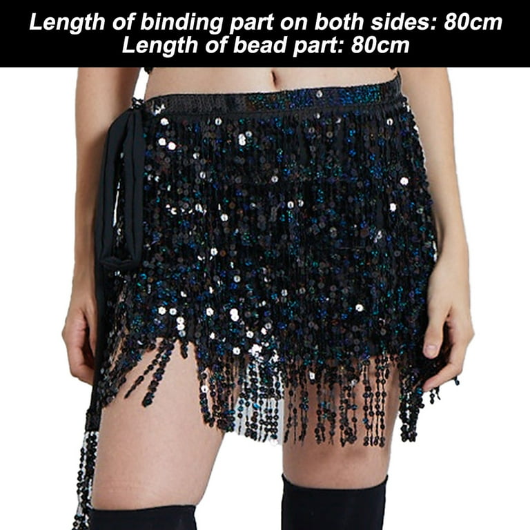 Black sequin tassel skirt top
