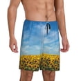 thumbnail image 3 of Rocae Blooming Sunflower Field for Men's Soft Sleep Pajama Shorts, Waistband and Pockets, 3 of 9