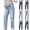 Dark Blue, variant on YUANxueke Womens Maternity Jeans Over the Belly High Waist Ripped Straight Leg Denim Pants Casual Pregnancy Pants