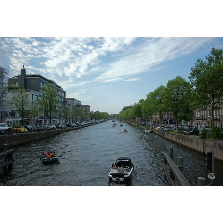 Blue Water Netherlands - LAMINATED POSTER Water Channel Boat Green Sky Netherlands Blue Poster Print 24 x 36