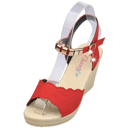 

Lolmot Women Open Toe Platform Wedge Buckle High Heel Espadrilles Sandals Fashion Ankle Strap Casual Summer Beach Shoes Sandals