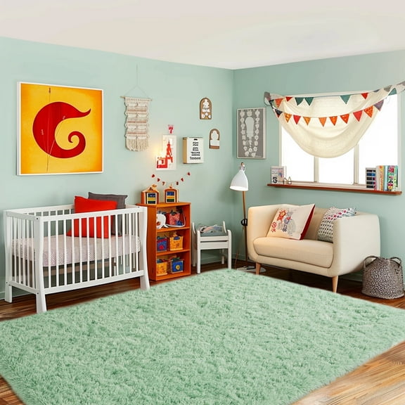 SARAG Rugs for Bedroom Living Room,Fluffy Bedroom Carpet,Soft Shaggy Modern Floor Rug for Kids Boys Girls Room, Plush Fuzzy Dorm Rug for Home Decor Aesthetic, 4x6ft, Mint Green