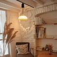 thumbnail image 7 of FSLiving Adjustable Height J Type Track Light Pendants Natural Wood E26 Socket Pumpkin Chandeliers Milk White Glass Shade 4 Ft Cord, Dimmable for Kitchen Island Planting Customizable, 7 of 7