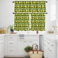 thumbnail image 2 of Summer Lemons Green Leaves Curtain Tier and Valance Set 3 Piece, Yellow Striped 3-inch Rod Pocket Window Tier Curtains Valance for Kitchen Living Room, 2 of 9
