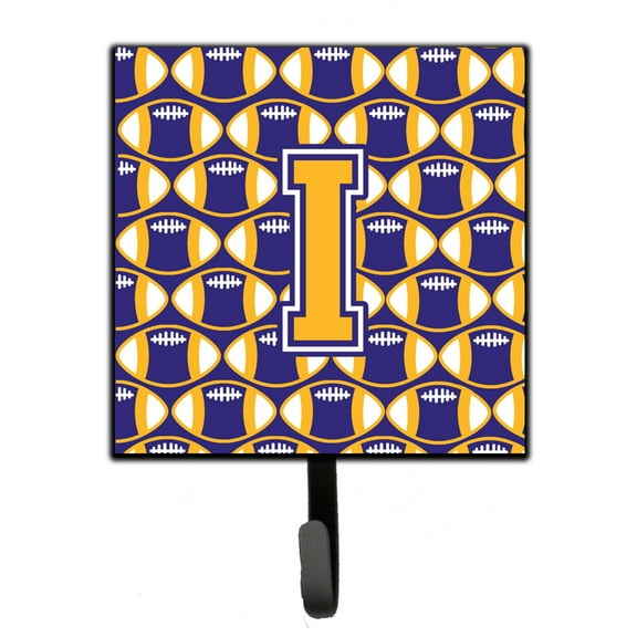 Letter I Football Purple and Gold Leash or Key Holder