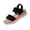 Black, variant on Womens Flat Sandals Open Toe Elastic Ankle Strap Slip on Comfy Low Wedge Sandals Black 37