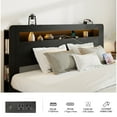 thumbnail image 5 of Bed Frame King Size, Wood Platform Bed Frame with Storage LED Light Headboard and 2 USB , Noise Free,No Box Spring Needed and Easy Assembly Tool,Large Under Bed Storage,Dark Black, 5 of 8
